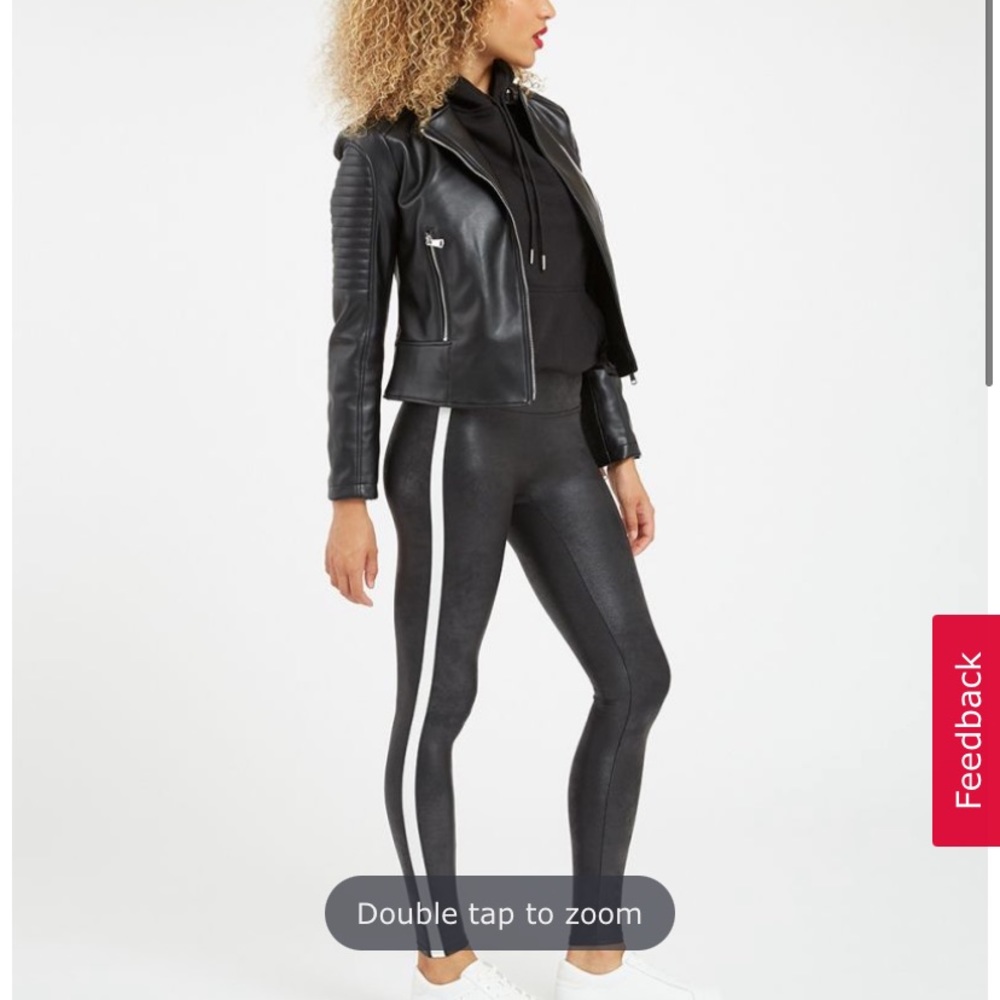 SPANX Faux Leather Side Stripe Leggings - Picture 5 of 15
